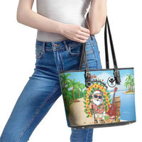 Hawaii Golf Christmas Leather Tote Bag Mele Kalikimaka Funny Golfer Santa - Polynesian Pride
