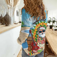 Personalized Hawaii Golf Christmas Women Casual Shirt Mele Kalikimaka Funny Golfer Santa - Polynesian Pride