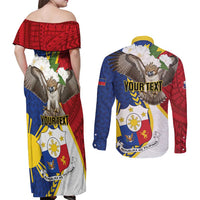 Personalized Philippines Couples Matching Off Shoulder Maxi Dress and Long Sleeve Button Shirt Filipino Araw ng Kalayaan