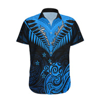 Personalised New Zealand Hawaiian Shirt Aotearoa Blue Maori Kiwi Blue Fern LT01 Blue - Polynesian Pride