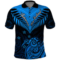 Personalised New Zealand Polo Shirt Aotearoa Blue Maori Kiwi Blue Fern LT01 Blue - Polynesian Pride