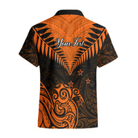 Personalised New Zealand Hawaiian Shirt Aotearoa Maori Kiwi Orange Fern LT01 - Polynesian Pride