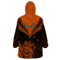 Personalised New Zealand Wearable Blanket Hoodie Aotearoa Maori Kiwi Orange Fern LT01 - Polynesian Pride