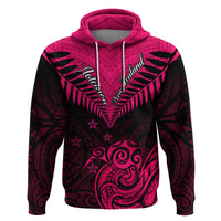 Personalised Aotearoa Hoodie Maori Kiwi Pink Fern LT01 Pink - Polynesian Pride