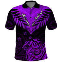 Personalised Aotearoa Polo Shirt Maori Kiwi Purple Fern LT01 Purple - Polynesian Pride