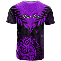 Personalised Aotearoa T Shirt Maori Kiwi Purple Fern LT01 - Polynesian Pride