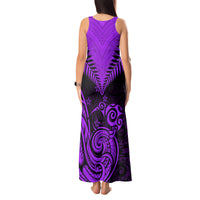Personalised Aotearoa Tank Maxi Dress Maori Kiwi Purple Fern LT01 - Polynesian Pride