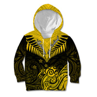 Personalised Aotearoa Kid Hoodie Maori Kiwi Yellow Fern LT01 Hoodie Yellow - Polynesian Pride