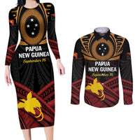 Papua New Guinea Bird of Paradise Couples Matching Long Sleeve Bodycon Dress and Long Sleeve Button Shirt 16 September 1975 Independence Day Anniversary