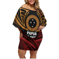 Papua New Guinea Bird of Paradise Family Matching Off Shoulder Short Dress and Hawaiian Shirt 16 September 1975 Independence Day Anniversary