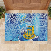 Tuvalu mo te Atua Rubber Doormat Tuvalu Dolphin Polynesian Pattern
