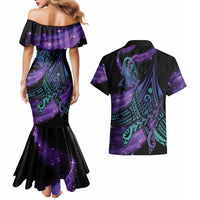 In September We Wear Teal And Purple Couples Matching Mermaid Dress and Hawaiian Shirt Magic Ribbon Semicolon LT01 - Polynesian Pride