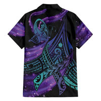In September We Wear Teal And Purple Family Matching Short Sleeve Bodycon Dress and Hawaiian Shirt Magic Ribbon Semicolon LT01 - Polynesian Pride