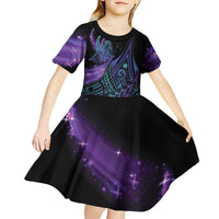 In September We Wear Teal And Purple Kid Short Sleeve Dress Magic Ribbon Semicolon