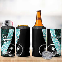 Chuuk Constitution Day 4 in 1 Can Cooler Tumbler Hibiscus Turquoise Pattern