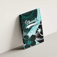 Chuuk Constitution Day Canvas Wall Art Hibiscus Turquoise Pattern