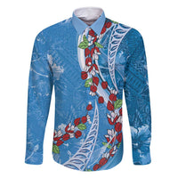 Fiji Tagimaucia Floral Family Matching Tank Maxi Dress and Hawaiian Shirt Tapa Pattern