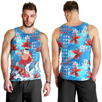 Hawaii Christmas Men Tank Top Santa Claus Surfing Kakau Tropical Style LT01 - Polynesian Pride