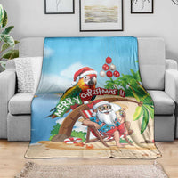 Hawaii Santa Parrot Christmas Blanket Summer Vibe - Polynesian Pride