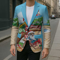 Personalized Hawaii Santa Parrot Christmas Blazer Summer Vibe - Polynesian Pride