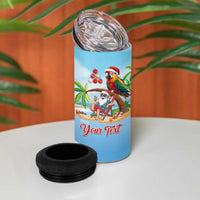 Personalized Hawaii Santa Parrot Christmas 4 in 1 Can Cooler Tumbler Summer Vibe - Polynesian Pride