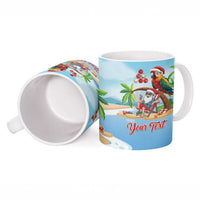 Personalized Hawaii Santa Parrot Christmas Ceramic Mug Summer Vibe - Polynesian Pride