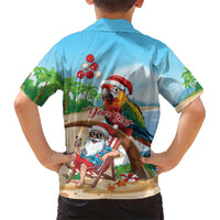 Personalized Hawaii Santa Parrot Christmas Family Matching Off Shoulder Maxi Dress and Hawaiian Shirt Summer Vibe LT01 - Polynesian Pride