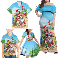 Personalized Hawaii Santa Parrot Christmas Family Matching Off Shoulder Maxi Dress and Hawaiian Shirt Summer Vibe LT01 - Polynesian Pride