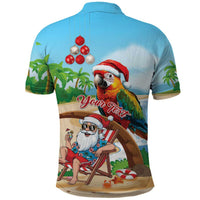 Personalized Hawaii Santa Parrot Christmas Polo Shirt Summer Vibe - Polynesian Pride