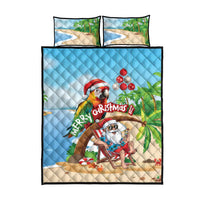 Hawaii Santa Parrot Christmas Quilt Bed Set Summer Vibe - Polynesian Pride