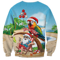 Personalized Hawaii Santa Parrot Christmas Sweatshirt Summer Vibe - Polynesian Pride