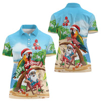 Personalized Hawaii Santa Parrot Christmas Women Polo Shirt Summer Vibe - Polynesian Pride