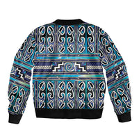 Maori Matariki Bomber Jacket Blue Galaxy Aesthetic Koru Art