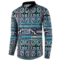 Maori Matariki Button Sweatshirt Blue Galaxy Aesthetic Koru Art
