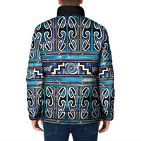 Maori Matariki Padded Jacket Blue Galaxy Aesthetic Koru Art