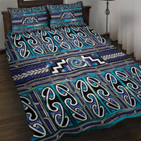 Maori Matariki Quilt Bed Set Blue Galaxy Aesthetic Koru Art
