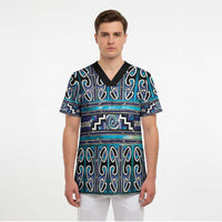 Maori Matariki Scrub Top Blue Galaxy Aesthetic Koru Art