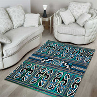 Maori Matariki Area Rug Green Galaxy Aesthetic Koru Art