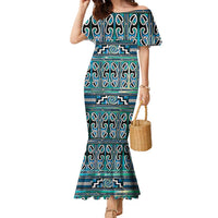 Maori Matariki Family Matching Mermaid Dress and Hawaiian Shirt Green Galaxy Aesthetic Koru Art LT01 Mom's Dress Green - Polynesian Pride