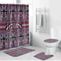 Maori Matariki Bathroom Set Pink Galaxy Aesthetic Koru Art