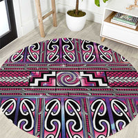 Maori Matariki Round Carpet Pink Galaxy Aesthetic Koru Art