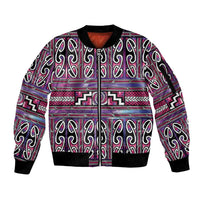 Maori Matariki Sleeve Zip Bomber Jacket Pink Galaxy Aesthetic Koru Art