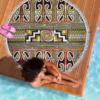 Maori Matariki Beach Blanket Yellow Galaxy Aesthetic Koru Art