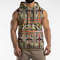 Maori Matariki Sleeveless Hoodie Yellow Galaxy Aesthetic Koru Art