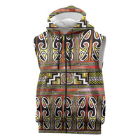 Maori Matariki Sleeveless Zip Hoodie Yellow Galaxy Aesthetic Koru Art