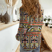 Maori Matariki Women Casual Shirt Yellow Galaxy Aesthetic Koru Art