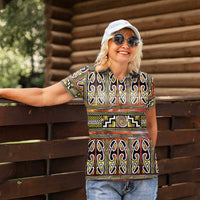 Maori Matariki Women Polo Shirt Yellow Galaxy Aesthetic Koru Art