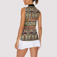 Maori Matariki Women Sleeveless Polo Shirt Yellow Galaxy Aesthetic Koru Art