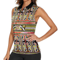 Maori Matariki Women Sleeveless Polo Shirt Yellow Galaxy Aesthetic Koru Art