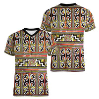 Maori Matariki Women V-Neck T-Shirt Yellow Galaxy Aesthetic Koru Art